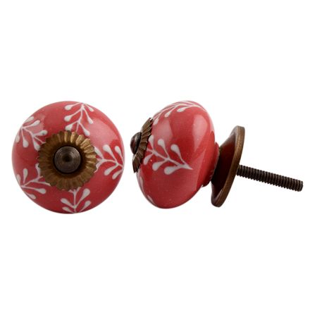 Red White Leaf Knob